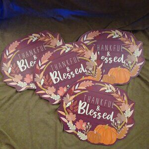 THANKFUL & BLESSED - Autumn FALL Placemats -  Set of 4